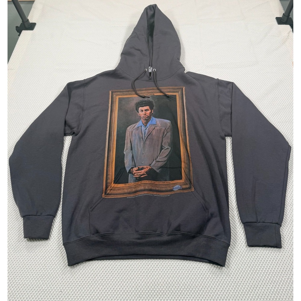 Seinfeld Kramer Portrait Pullover Hoodie Men's Medium Gray Graphic Sweatshirt